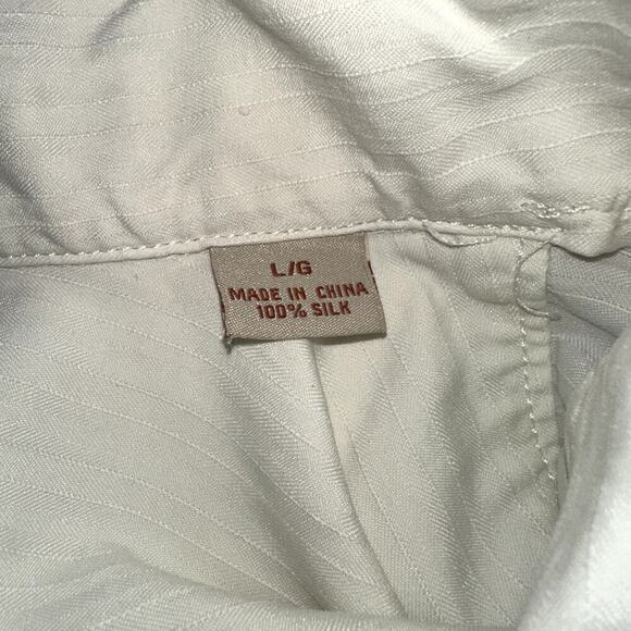 Tommy Bahama Shirt Mens Large Cream Striped Silk Button Up Hawaiian Relax - Picture 7 of 11